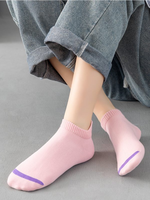 Women's Summer Solid Color Cotton Crew Socks
