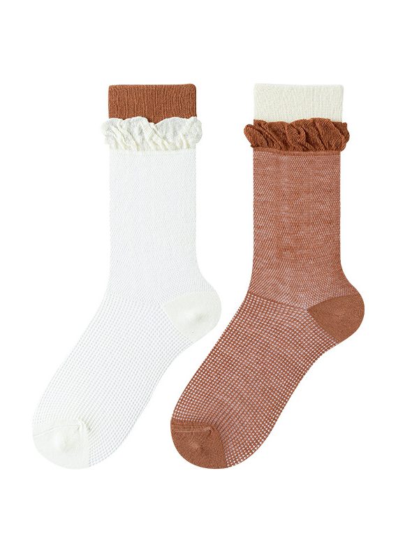 Women's summer solid color asymmetric socks