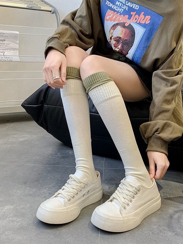 color block calf socks