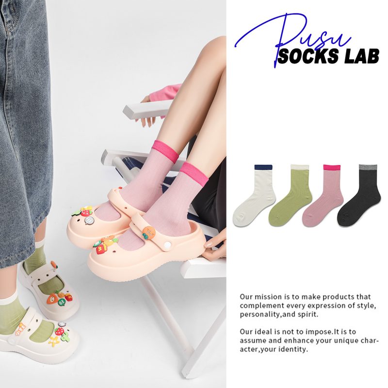 Summer thin color matching cotton socks