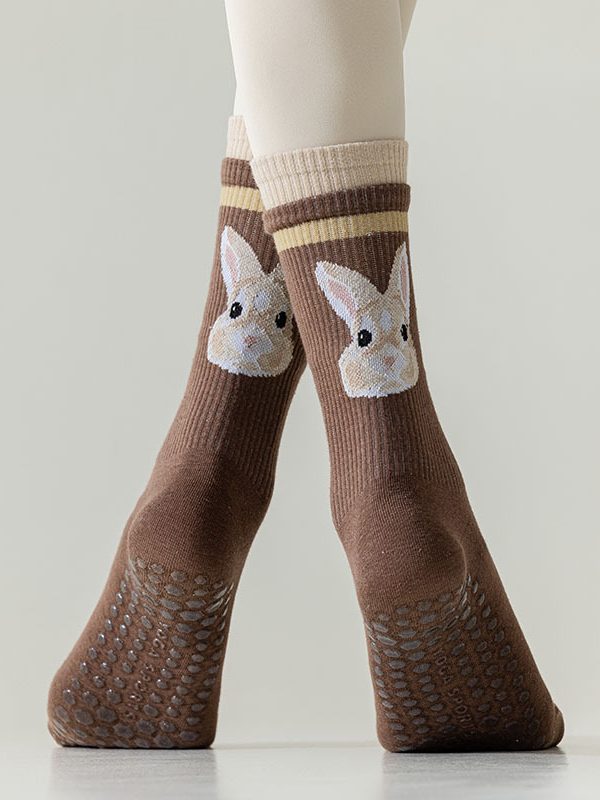 Spring and summer cartoon animal double-cuff silicone non-slip split toe sports socks