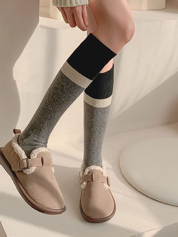 Autumn and winter fashion patchwork color knee socks