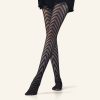 Black pantyhose with diagonal texture jacquard