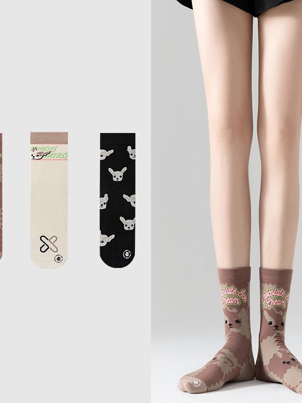 Women's Spring/Autumn Fashion Puppy Pattern Socks (3 Pairs)