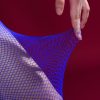 Blue hollow hip-covering garter mesh stockings