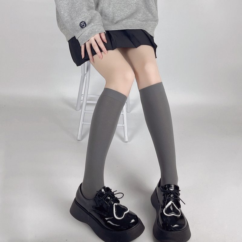 Gray fashion style velvet stockings