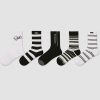 Fashion classic black and white striped casual men's mid-calf socks (5 pairs)