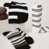 Fashion classic black and white striped casual men's mid-calf socks (5 pairs)