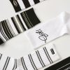 Fashion classic black and white striped casual men's mid-calf socks (5 pairs)