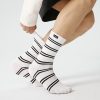 Fashion classic black and white striped casual men's mid-calf socks (5 pairs)