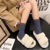 Women's autumn and winter retro houndstooth double needle double-way mid-tube socks