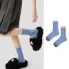 Women's spring and summer short tube layered fake two-piece sweat-absorbent thin blue mid-tube socks