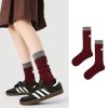 Women's autumn and winter creative red color matching cloth label letter mid-tube stacked socks