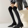 Women's contrast vertical striped loose knee socks