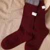 Women's autumn and winter creative red color matching cloth label letter mid-tube stacked socks