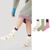 Women's autumn and winter thickened plus velvet imitation mink velvet ins trendy smiley face socks (3 pairs)