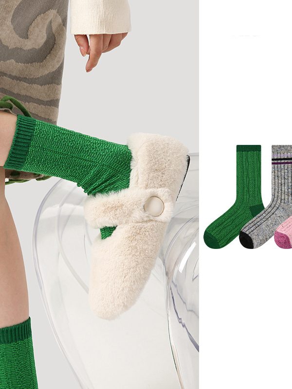 Women's autumn and winter simple style spotted thick warm socks (3 pairs)