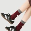 Women's autumn and winter creative red color matching cloth label letter mid-tube stacked socks