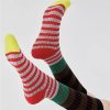 Autumn and Winter Women's Striped Retro Contrast Calf Socks