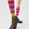Autumn and Winter Women's Striped Retro Contrast Calf Socks