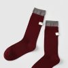 Women's autumn and winter creative red color matching cloth label letter mid-tube stacked socks