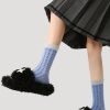 Women's spring and summer short tube layered fake two-piece sweat-absorbent thin blue mid-tube socks