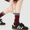 Women's autumn and winter creative red color matching cloth label letter mid-tube stacked socks