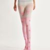 Women's strawberry bow print pantyhose