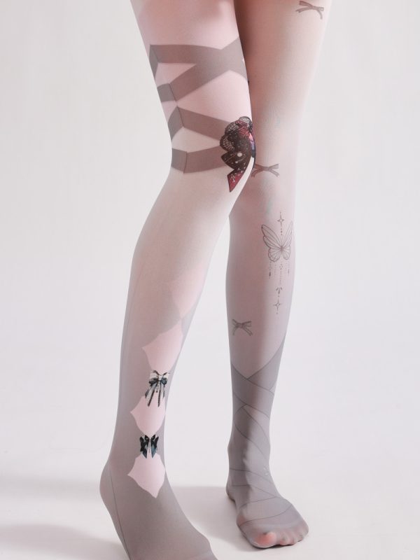 Women's comic personalized bow print pantyhose