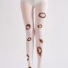 Women's Abstract Fire Hole Pattern Print Pantyhose
