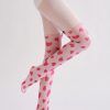 Lolita style pink heart suspender pattern print tights