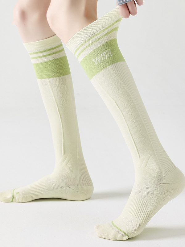Women's high-tube compression socks, light, breathable, quick-drying, towel-bottomed professional sports socks