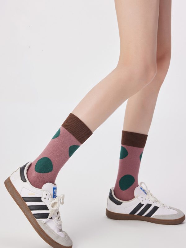 Women's Fall Polka Dot Pattern Trendy Cotton Middle Socks