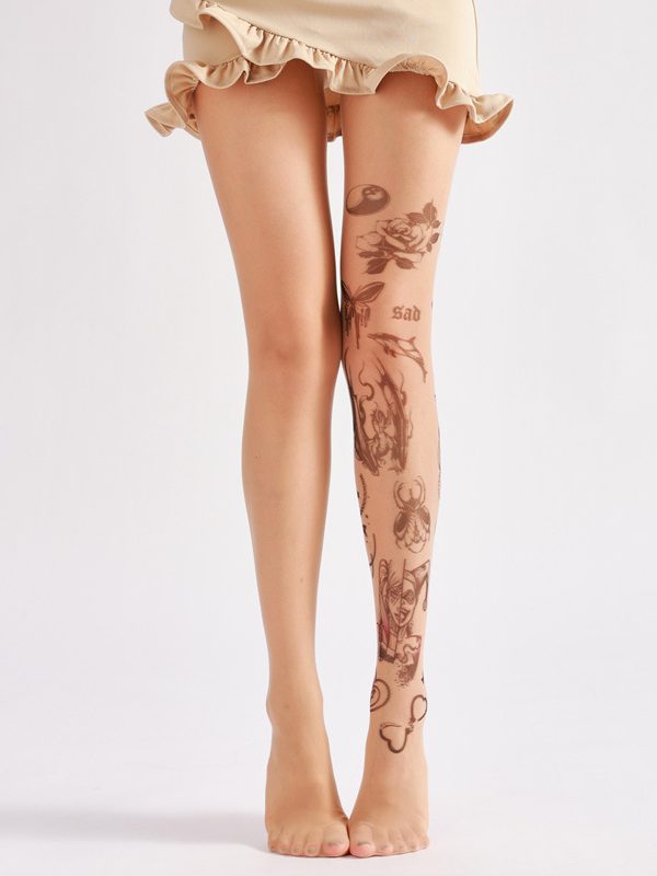 Women's Dark Tattoo Printed Pantyhose