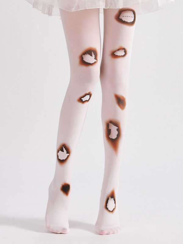 Women's Abstract Fire Hole Pattern Print Pantyhose