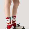 Women's cute and fashionable two-color cartoon trendy Christmas socks set (three pairs)