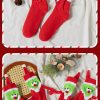 Women's Red Santa Claus Pattern Mid-Tube Warm Christmas Socks