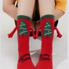 Couple version red holding hands socks medium tube Christmas socks