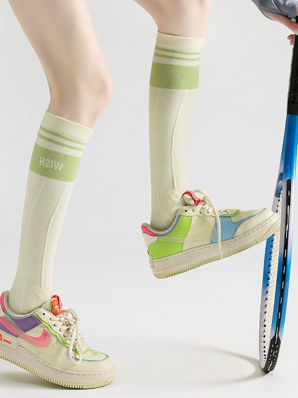 Women's high-tube compression socks, light, breathable, quick-drying, towel-bottomed professional sports socks