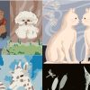Women's autumn and winter animal oil painting cotton fashionable socks (pack of 5 pairs)