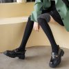 Women's Spring and Autumn Fashion Two-tone Cotton Dark Over-the-Knee Socks