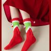 Women's Red Santa Claus Pattern Mid-Tube Warm Christmas Socks