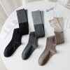 Women's Spring and Autumn Fashion Two-tone Cotton Dark Over-the-Knee Socks