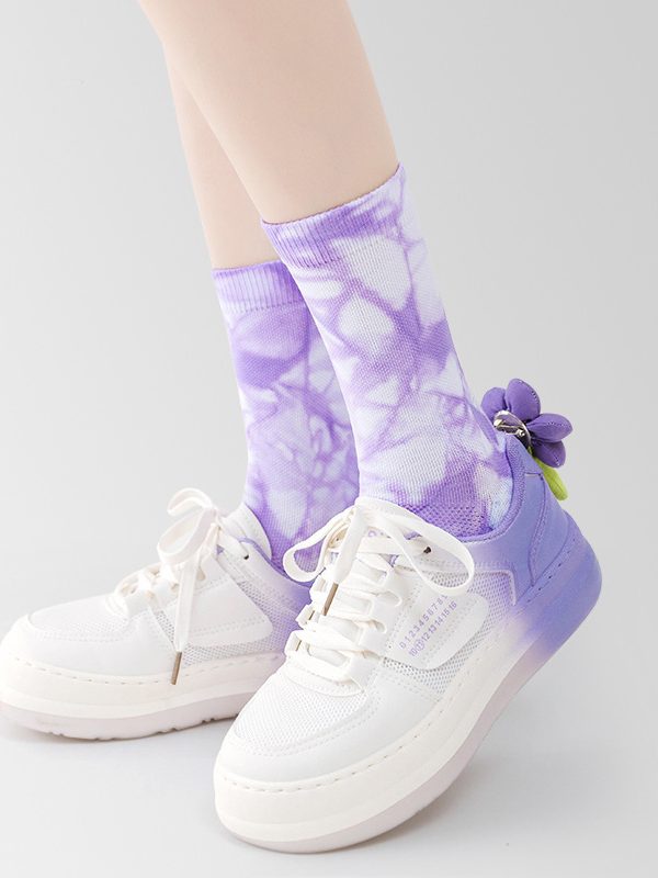 Women's casual tie-dye professional thickened terry sports socks