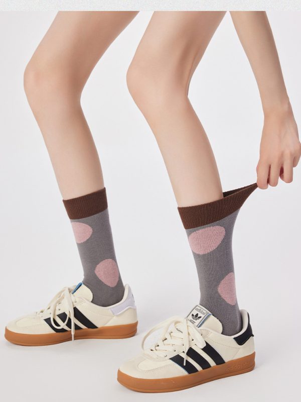 Women's Fall Polka Dot Pattern Trendy Cotton Middle Socks