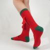 Couple version red holding hands socks medium tube Christmas socks