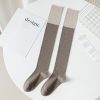 Women's Spring and Autumn Fashion Two-tone Cotton Dark Over-the-Knee Socks
