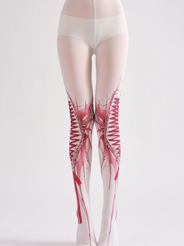 COSPLAY style weird strappy print pantyhose
