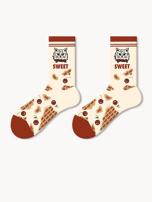 Women's Spring and Autumn French Oil Painting Style Retro Fashion Socks (5 Pairs)