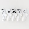 Women's Spring and Autumn Pure Bow Princess Socks (5 Pairs)